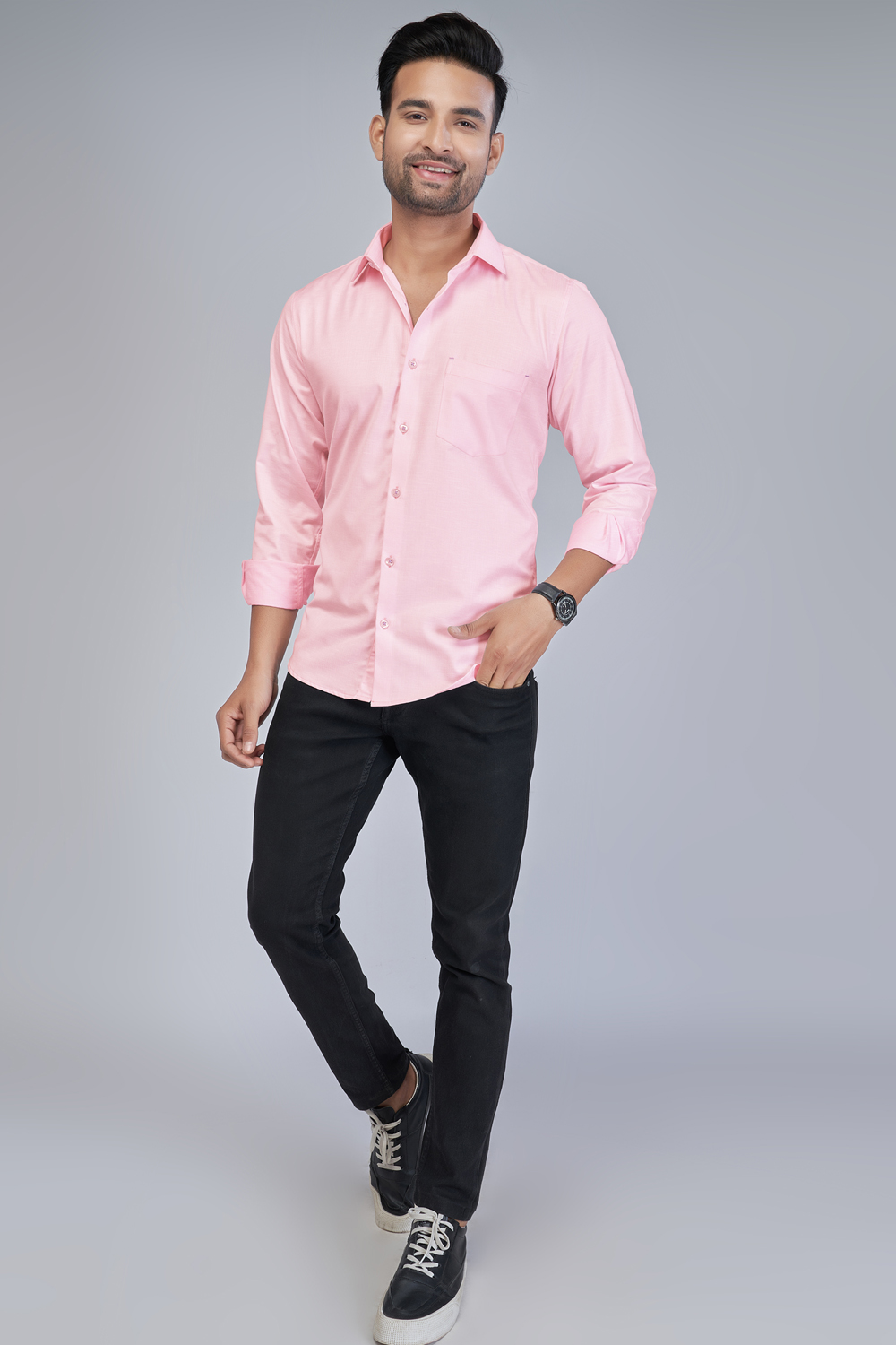 Pink Office Wear Shirt for Men
