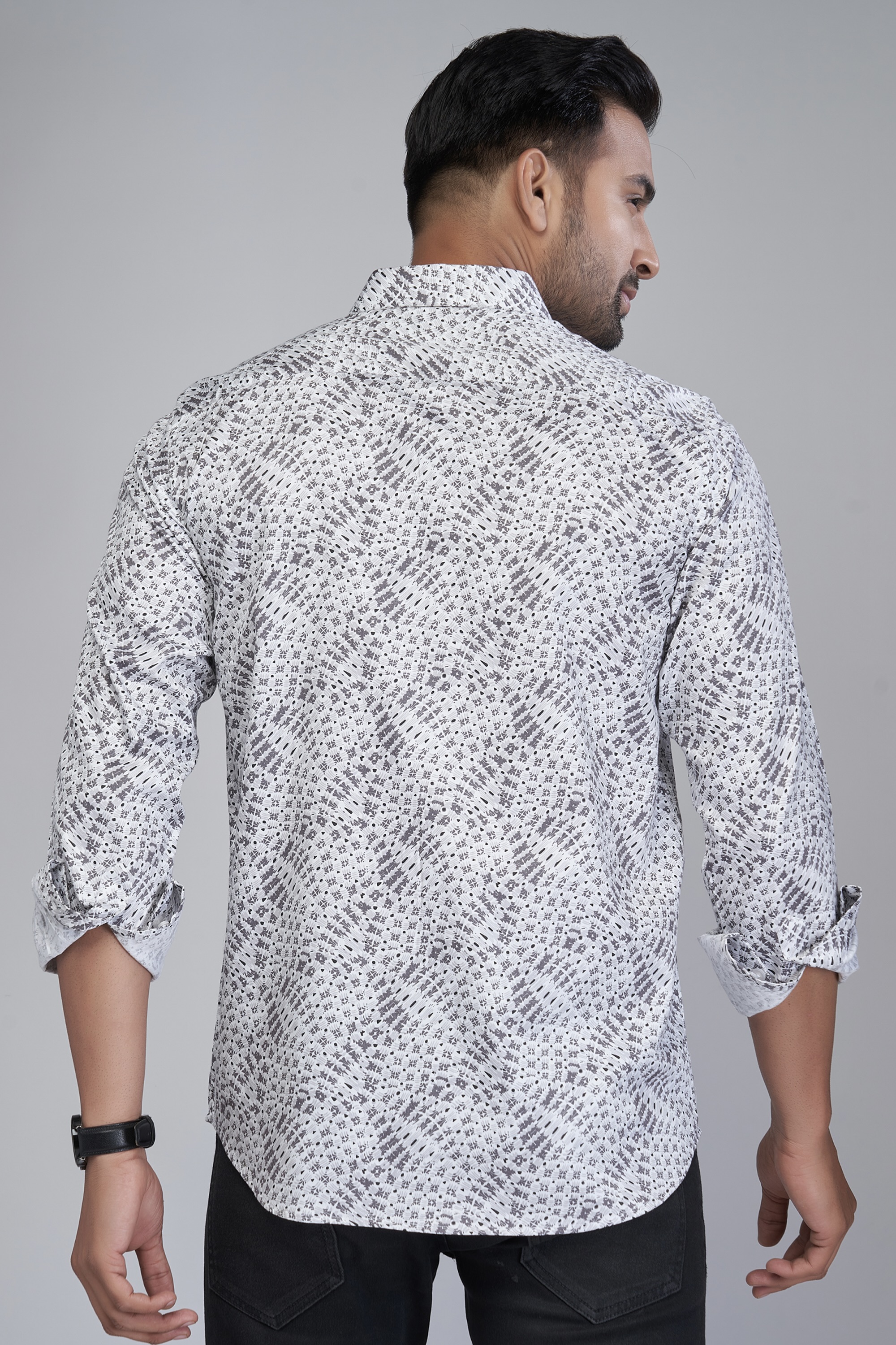 Black and White Printed Shirt for Men