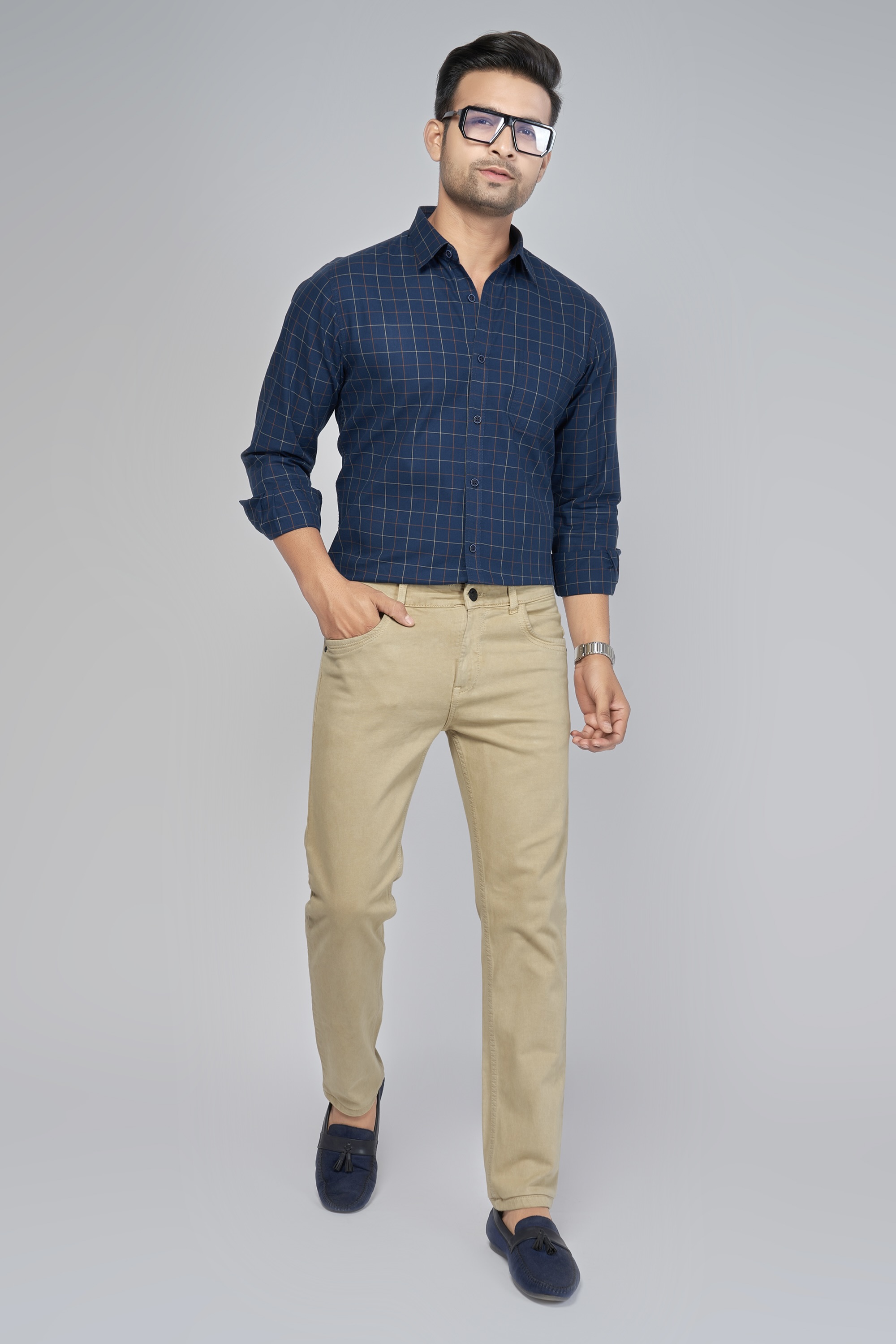 Men's Blue Check Casual Shirt