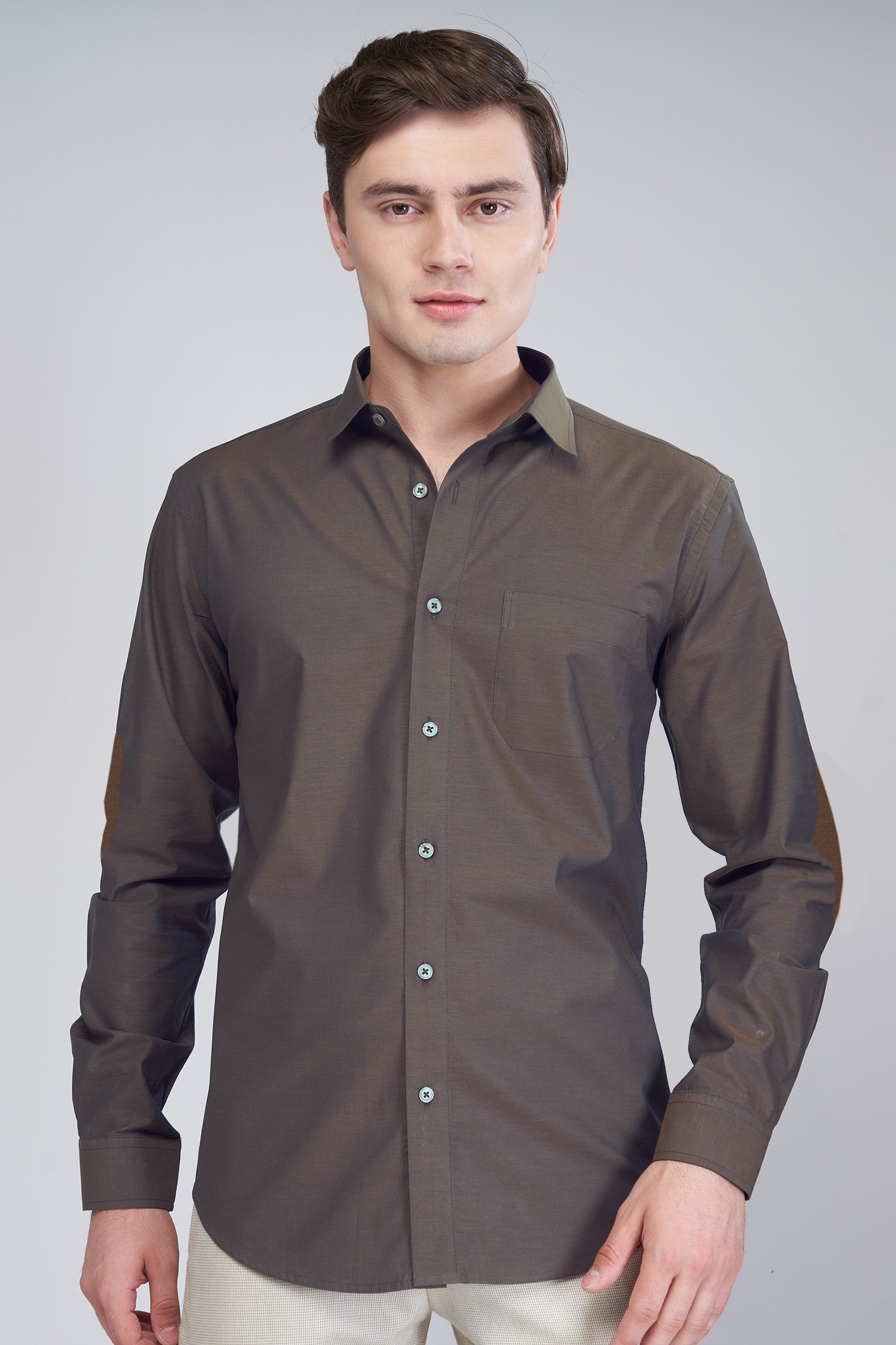 cotton brown shirt for men