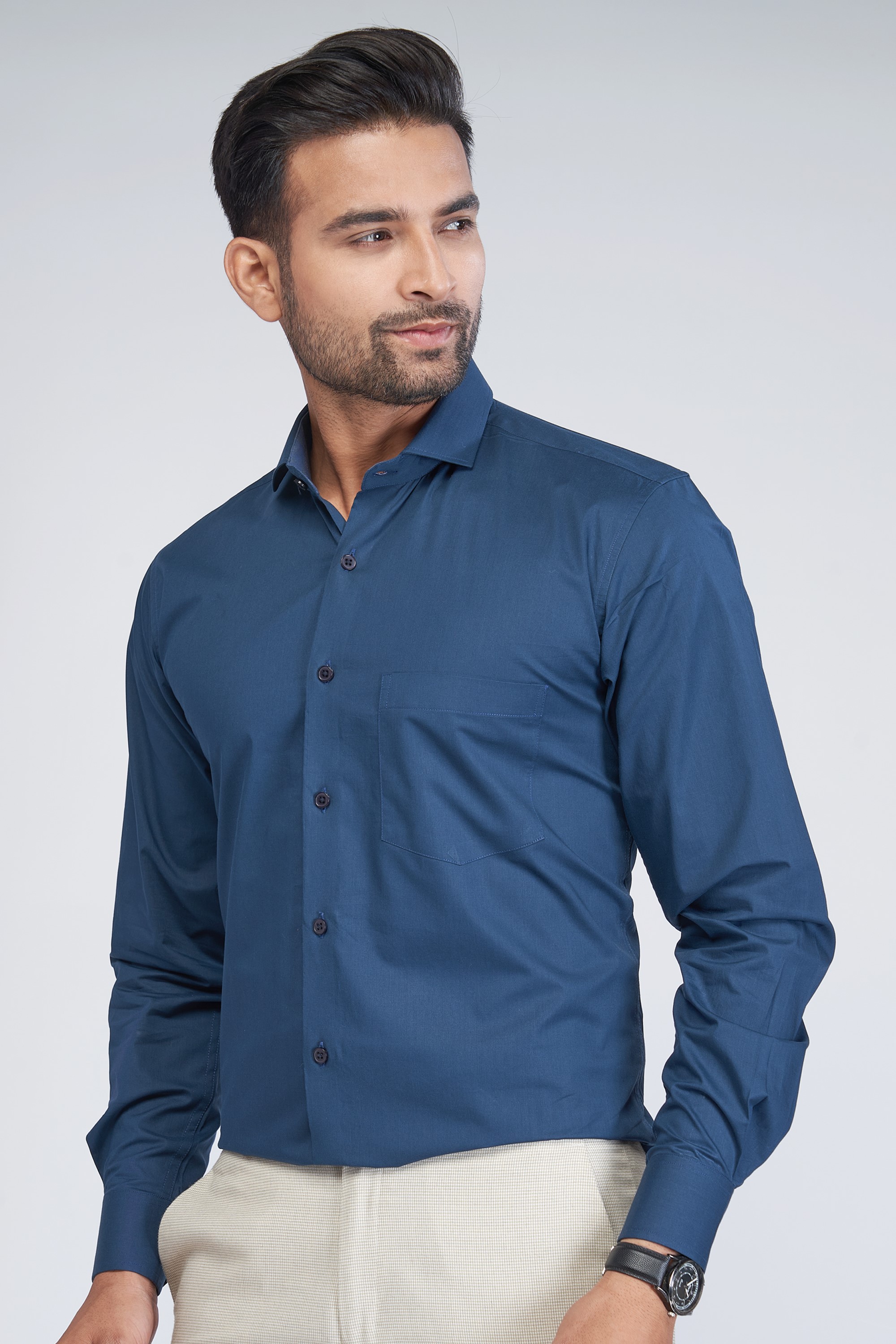 Blue Cotton Shirt for Men