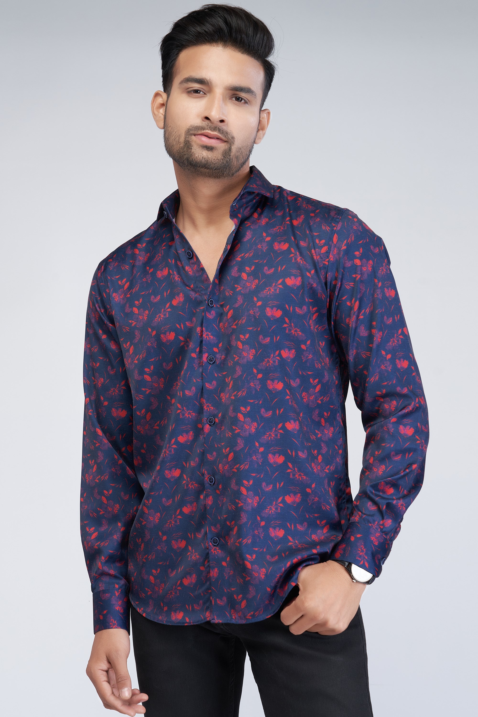 floral blue shirt for men