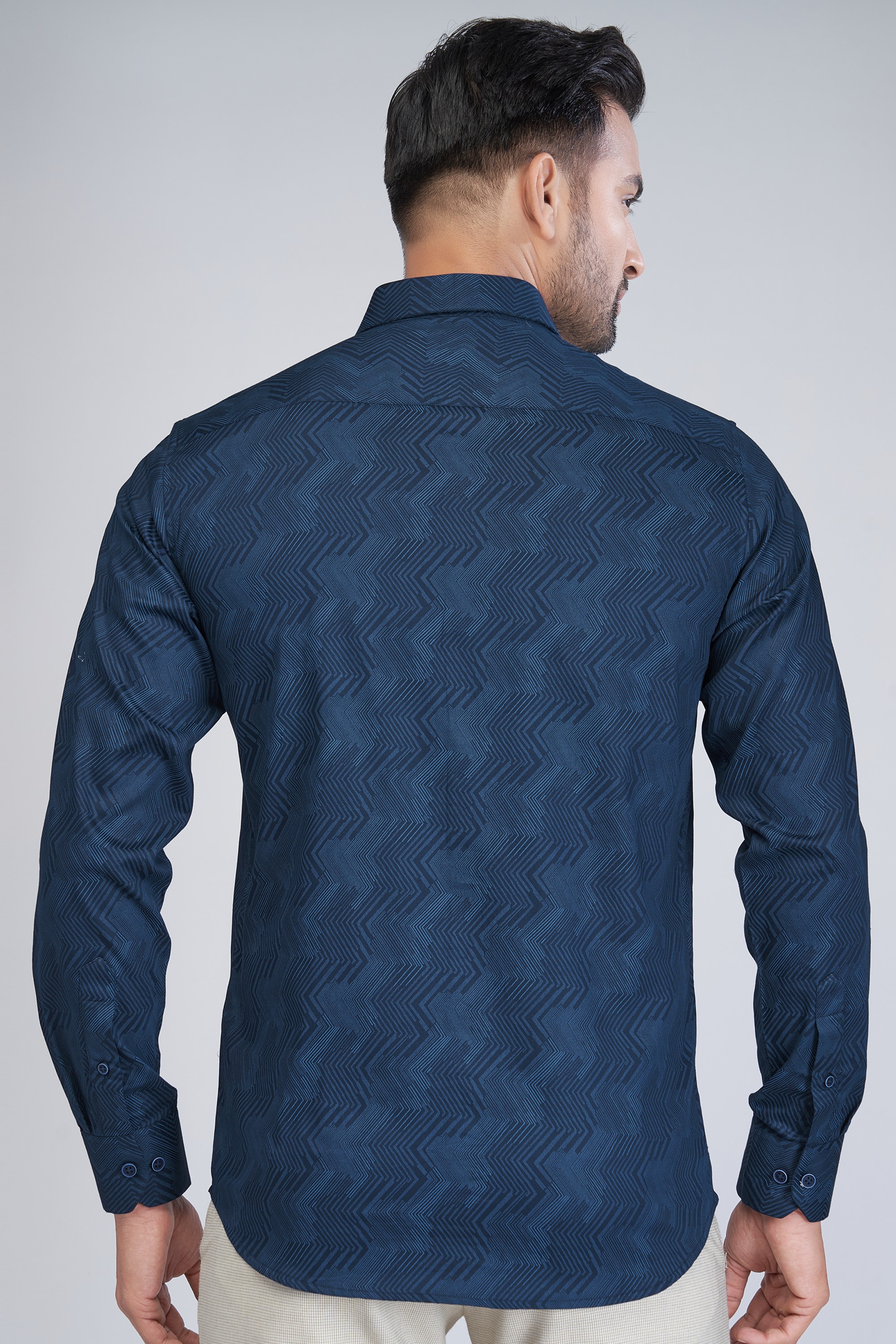 patterned blue shirt for men